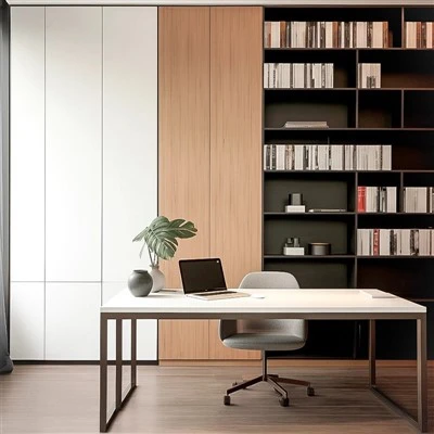 Bibliothèque ouverte en bois blanc et chêne